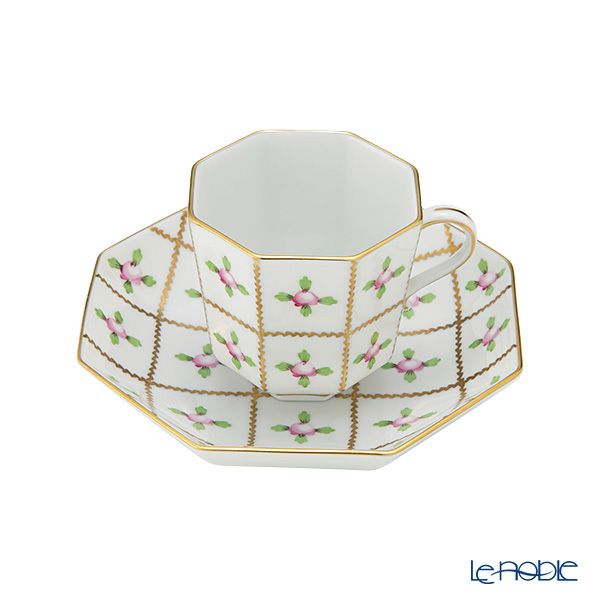 ヘレンド セーブル風の薔薇 SPRO オクタゴナルカップ＆ソーサー 160ml バーチカル 04304-0-00