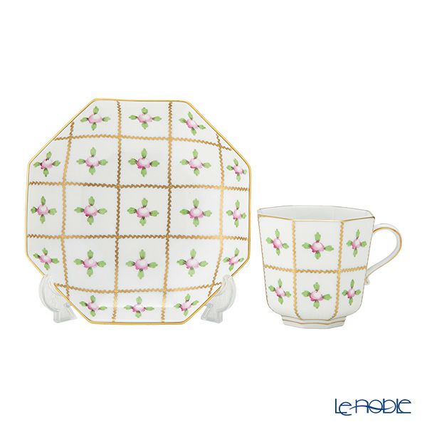 ヘレンド セーブル風の薔薇 SPRO オクタゴナルカップ＆ソーサー 160ml バーチカル 04304-0-00