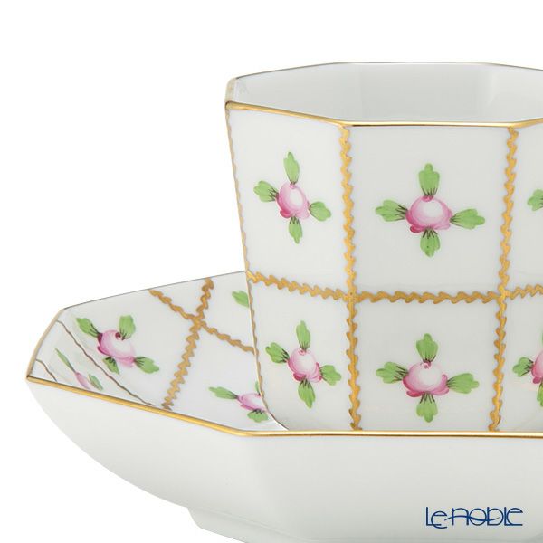 ヘレンド セーブル風の薔薇 SPRO オクタゴナルカップ＆ソーサー 160ml バーチカル 04304-0-00