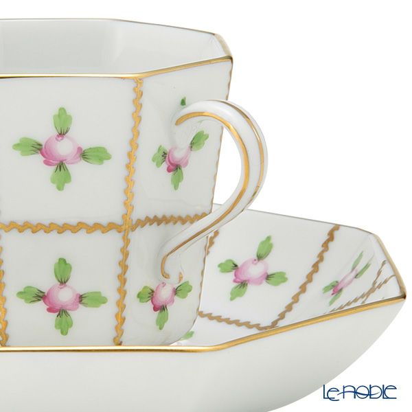 ヘレンド セーブル風の薔薇 SPRO オクタゴナルカップ＆ソーサー 160ml バーチカル 04304-0-00