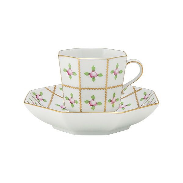 ヘレンド セーブル風の薔薇 SPRO オクタゴナルカップ＆ソーサー 160ml バーチカル 04304-0-00