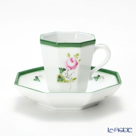 ヘレンド ウィーンのバラ 04307-0-00 モカカップ＆ソーサー（オクタゴナル）