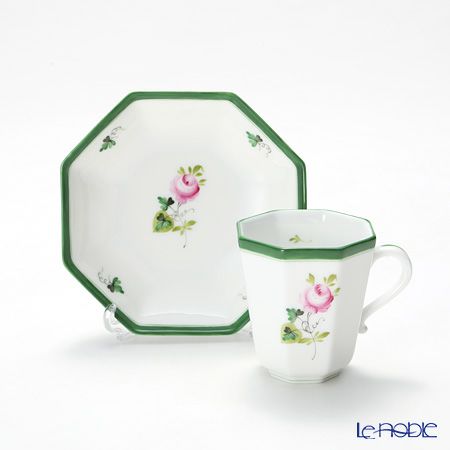 ヘレンド ウィーンのバラ 04307-0-00 モカカップ＆ソーサー（オクタゴナル）