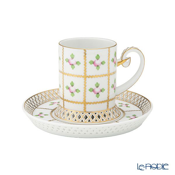 ヘレンド セーブル風の薔薇 SPRO カップ＆ソーサー 透かしレース（オープンワーク） 150ml 04754-0-00