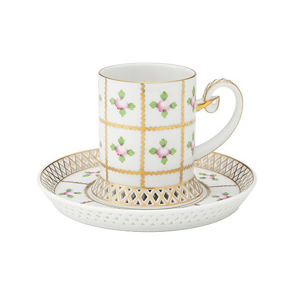 ヘレンド セーブル風の薔薇 SPRO カップ＆ソーサー 透かしレース（オープンワーク） 150ml 04754-0-00