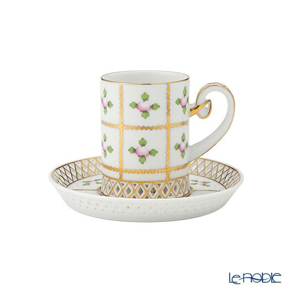 ヘレンド セーブル風の薔薇 SPRO カップ＆ソーサー 透かしレース（オープンワーク） 100ml バーチカル 04756-0-00