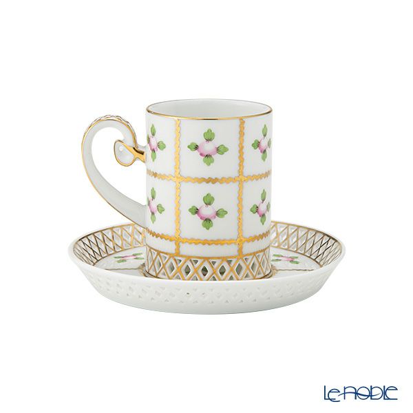 ヘレンド セーブル風の薔薇 SPRO カップ＆ソーサー 透かしレース（オープンワーク） 100ml バーチカル 04756-0-00