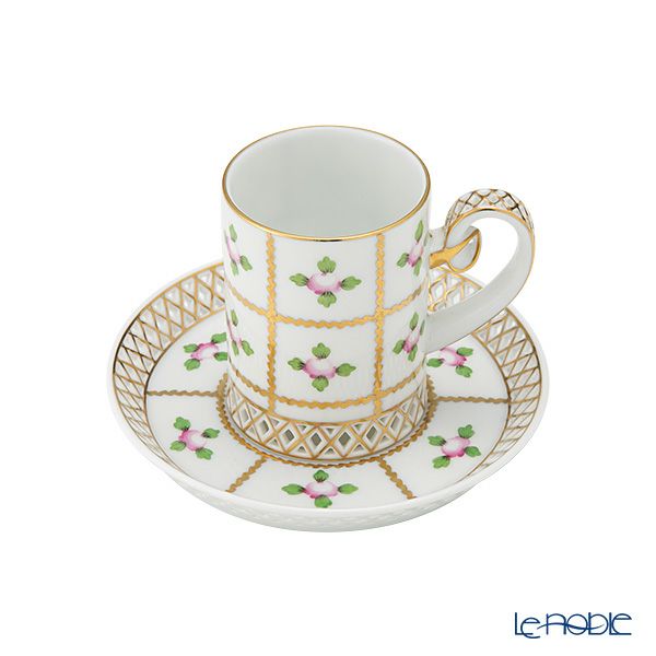 ヘレンド セーブル風の薔薇 SPRO カップ＆ソーサー 透かしレース（オープンワーク） 100ml バーチカル 04756-0-00