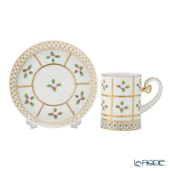 ヘレンド セーブル風の薔薇 SPRO カップ＆ソーサー 透かしレース（オープンワーク） 100ml バーチカル 04756-0-00