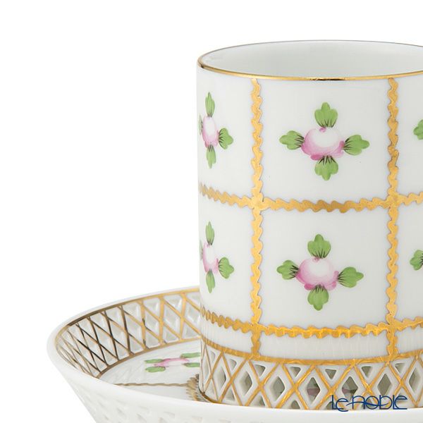 ヘレンド セーブル風の薔薇 SPRO カップ＆ソーサー 透かしレース（オープンワーク） 100ml バーチカル 04756-0-00