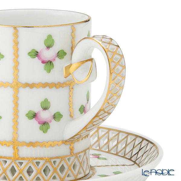 ヘレンド セーブル風の薔薇 SPRO カップ＆ソーサー 透かしレース（オープンワーク） 100ml バーチカル 04756-0-00