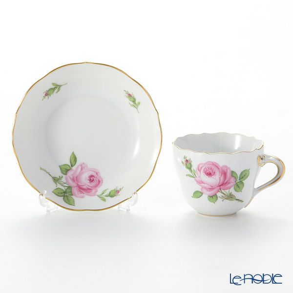 マイセン（Meissen） ピンクのバラ 020110／00580 モカカップ＆ソーサー 100ml