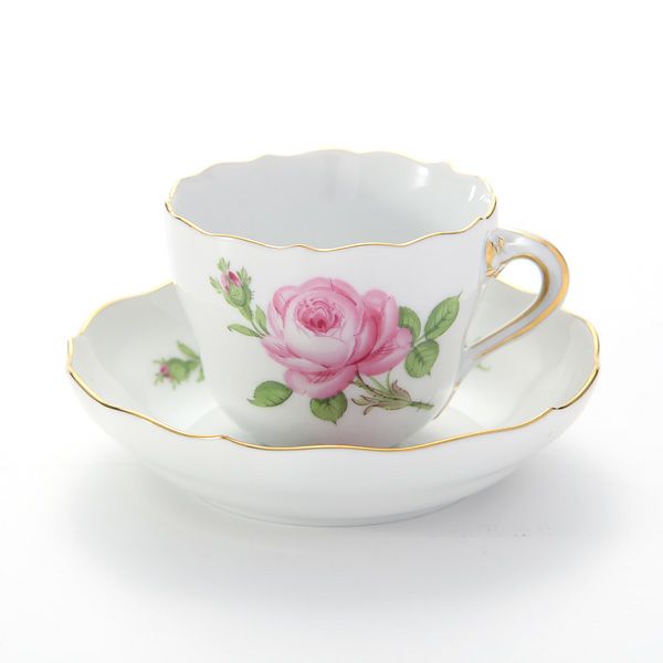 マイセン（Meissen） ピンクのバラ 020110／00580 モカカップ＆ソーサー 100ml