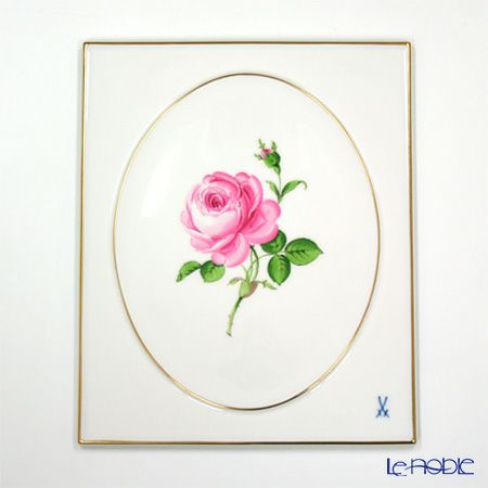 マイセン（Meissen） 陶板 020110／53n31 ピンクのバラ 25×20.5cm