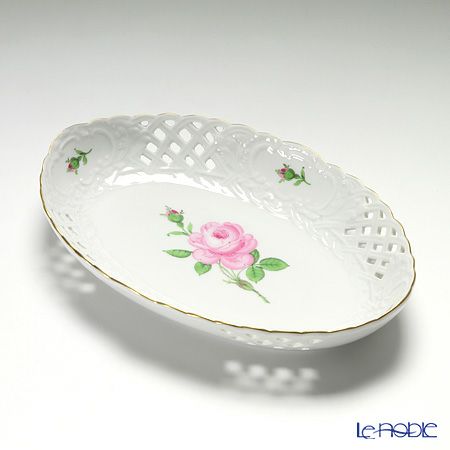 マイセン（Meissen） ピンクのバラ 020110／54907 レースボウル 楕円 25cm