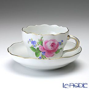 マイセン（Meissen） ピンクのバラ／忘れな草 020810／00582 コーヒーカップ＆ソーサー 200ml