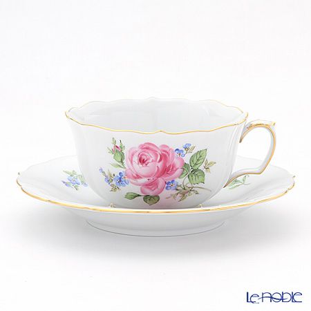マイセン（Meissen） ピンクのバラ／忘れな草 020810／00633 ティーカップ＆ソーサー 150ml