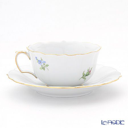 マイセン（Meissen） ピンクのバラ／忘れな草 020810／00633 ティーカップ＆ソーサー 150ml