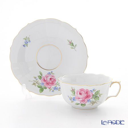 マイセン（Meissen） ピンクのバラ／忘れな草 020810／00633 ティーカップ＆ソーサー 150ml