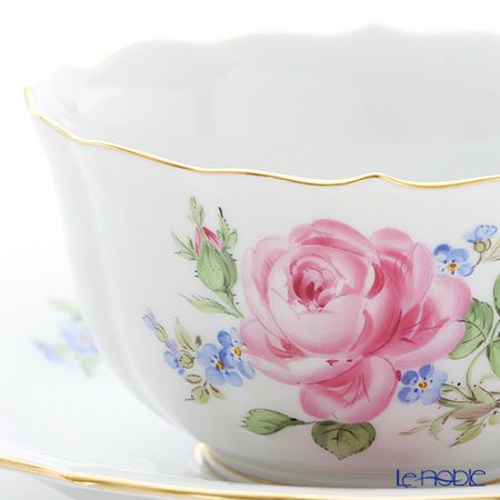 マイセン（Meissen） ピンクのバラ／忘れな草 020810／00633 ティーカップ＆ソーサー 150ml