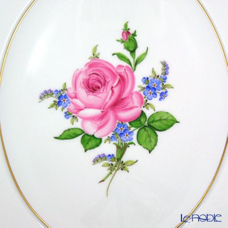 マイセン（Meissen） 陶板 020810／53n31 ピンクのバラ／忘れな草 25×20.5cm