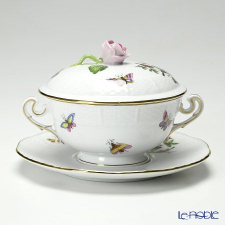 ヘレンド ロスチャイルドバード 00744-0-00 スープカップ＆ソーサー（ふた付）