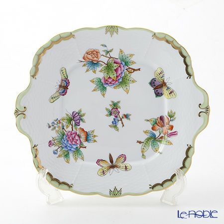 ヘレンド ヴィクトリア・ブーケ 00431-0-00 四角ケーキ皿 28×25cm