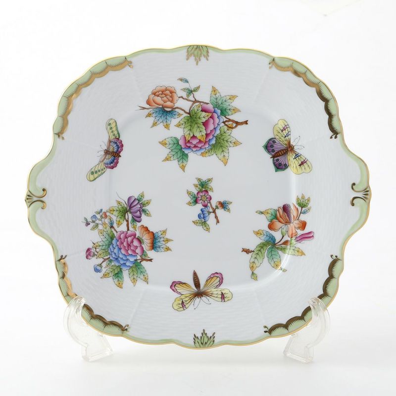 ヘレンド ヴィクトリア・ブーケ 00431-0-00 四角ケーキ皿 28×25cm