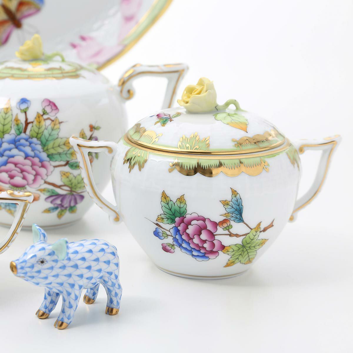 ヘレンド ヴィクトリア・ブーケ 00472-0-09 シュガーポット ローズ 200ml