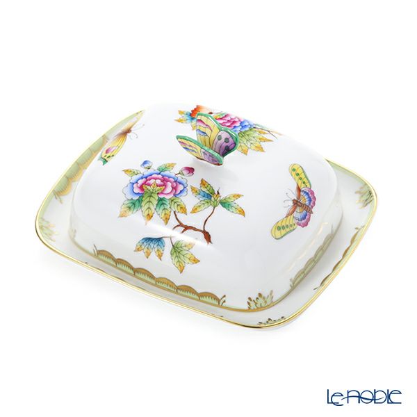 ヘレンド ヴィクトリア・ブーケ VBO 02391-0-17 バターディッシュ／バターケース スクエア 蓋付