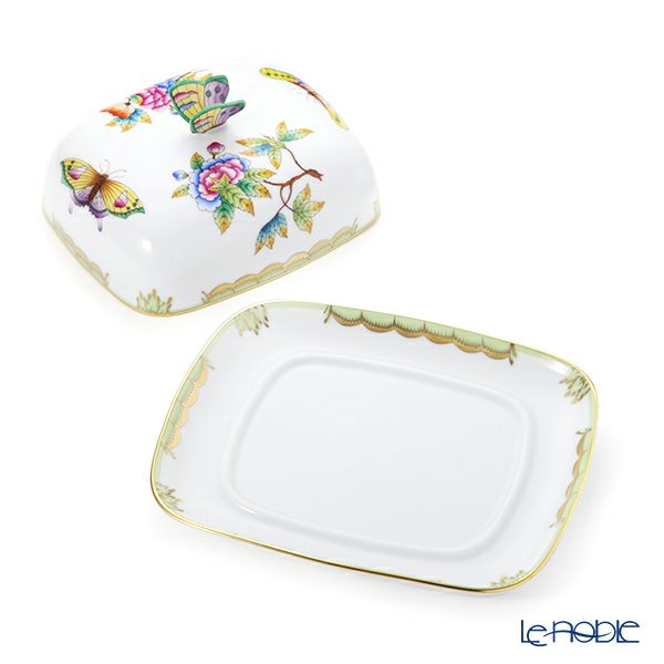 ヘレンド ヴィクトリア・ブーケ VBO 02391-0-17 バターディッシュ／バターケース スクエア 蓋付