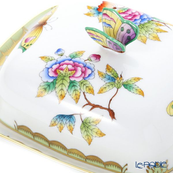 ヘレンド ヴィクトリア・ブーケ VBO 02391-0-17 バターディッシュ／バターケース スクエア 蓋付