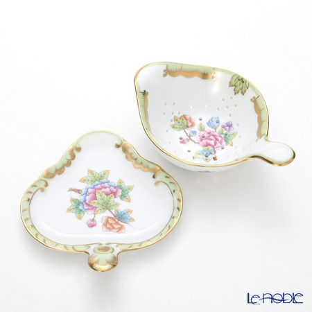 ヘレンド ヴィクトリア・ブーケ 02452／02451 ティーストレーナ／トレイ