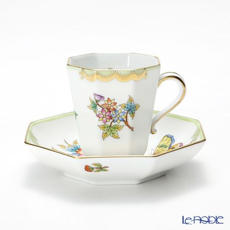 ヘレンド ヴィクトリア・ブーケ 04307-0-00 モカカップ＆ソーサー（オクタゴナル）