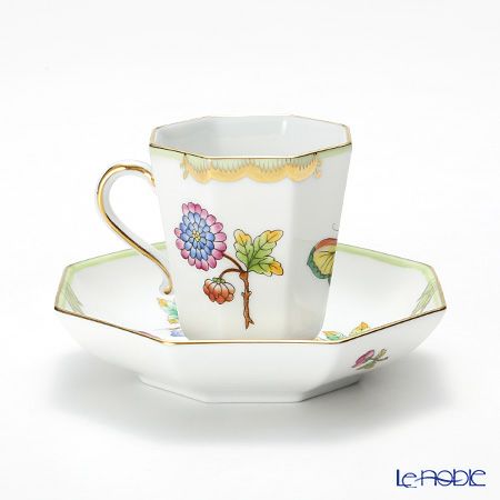 ヘレンド ヴィクトリア・ブーケ 04307-0-00 モカカップ＆ソーサー（オクタゴナル）