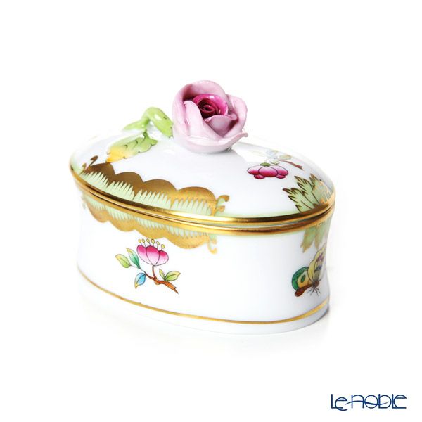 ヘレンド ヴィクトリア・ブーケ オーバルボックス バラ 06114-0-09