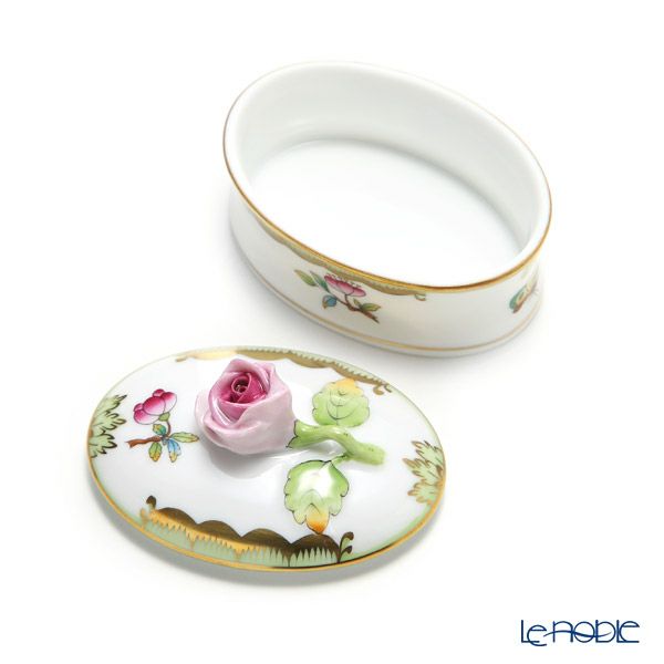 ヘレンド ヴィクトリア・ブーケ オーバルボックス バラ 06114-0-09