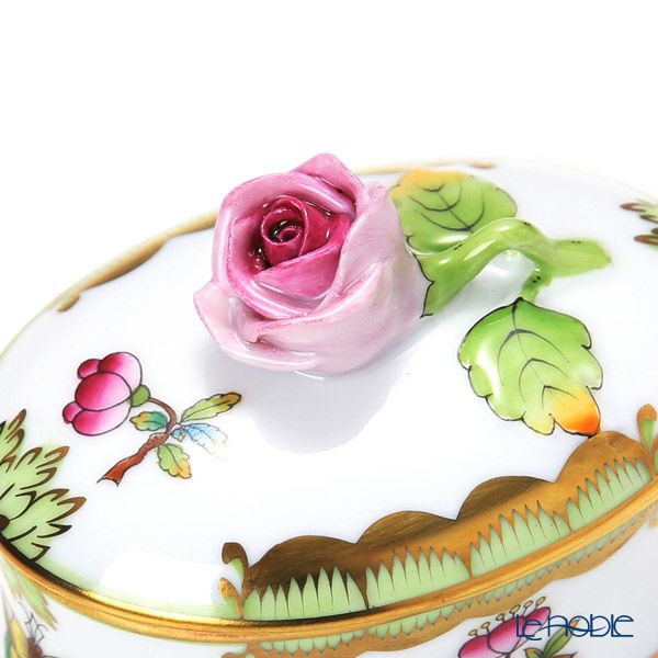 ヘレンド ヴィクトリア・ブーケ オーバルボックス バラ 06114-0-09