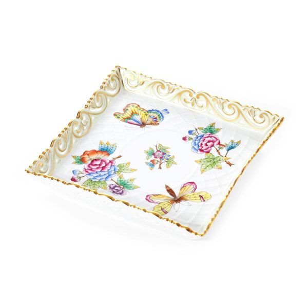 ヘレンド ヴィクトリア・ブーケ スクエアトレイ 15.5cm 07509-0-00