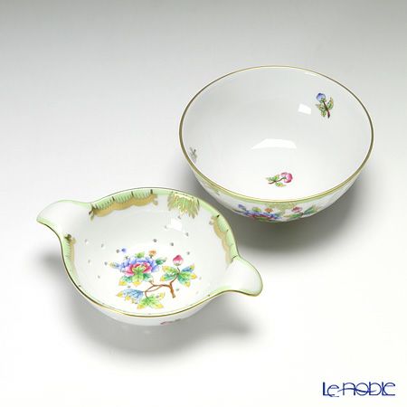ヘレンド ヴィクトリア・ブーケ 001453／01454 ティーストレーナー／ボウル