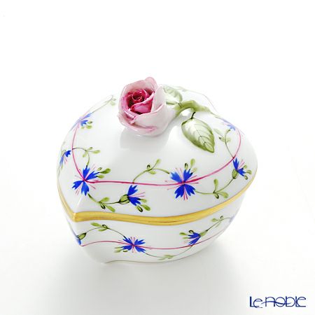 ヘレンド ブルーガーランド PBG 06005-0-09／6004 ハートボックス（ローズ）