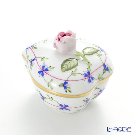 ヘレンド ブルーガーランド PBG 06005-0-09／6004 ハートボックス（ローズ）