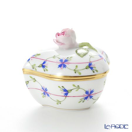 ヘレンド ブルーガーランド PBG 06005-0-09／6004 ハートボックス（ローズ）