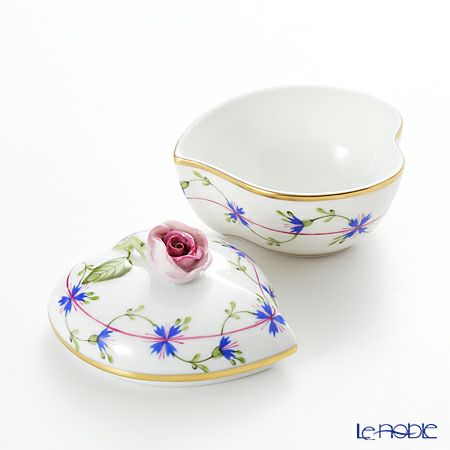 ヘレンド ブルーガーランド PBG 06005-0-09／6004 ハートボックス（ローズ）