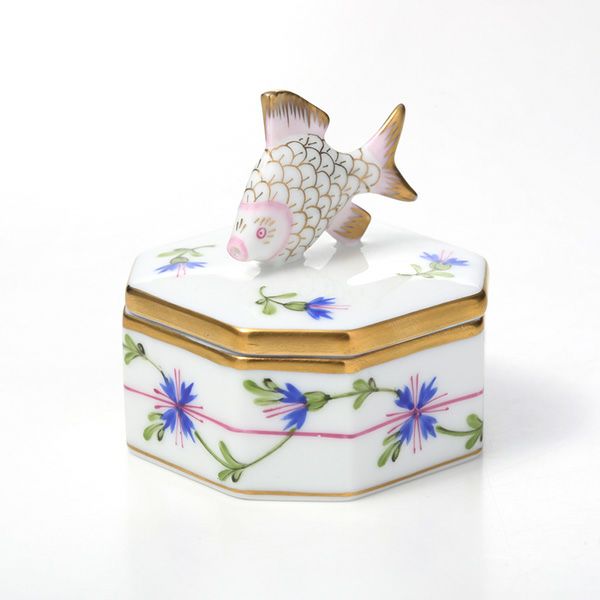 ヘレンド ブルーガーランド PBG 06105-0-28 オクタゴナルボックス（フィッシュ）