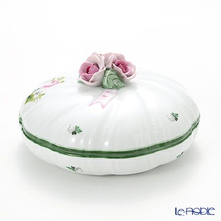 ヘレンド ウィーンのバラ 06026-0-09 ラウンドボックス（ローズ） 17cm