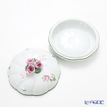 ヘレンド ウィーンのバラ 06026-0-09 ラウンドボックス（ローズ） 17cm