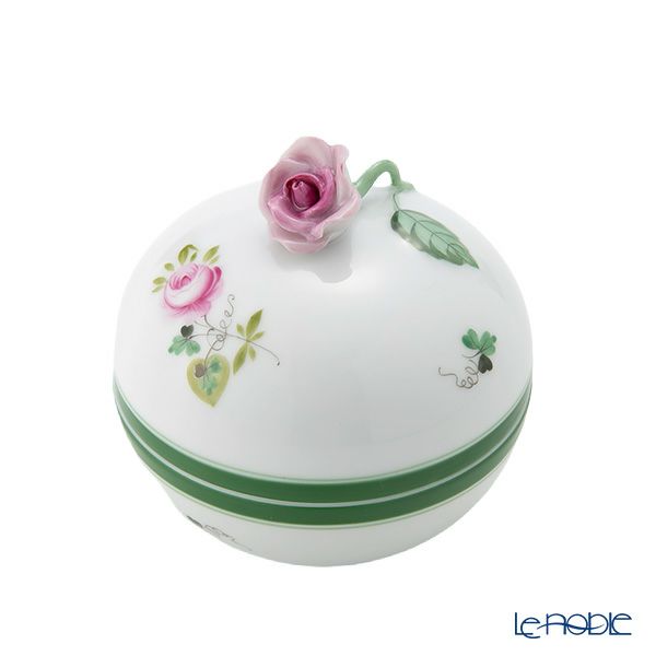 ヘレンド ウィーンのバラ 06033-0-09／6153 ラウンドボックス（ローズ）