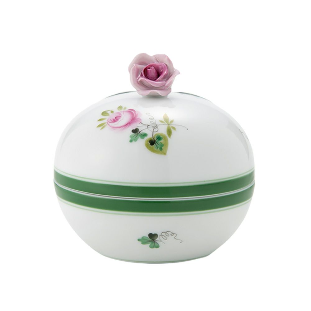 ヘレンド ウィーンのバラ 06033-0-09／6153 ラウンドボックス（ローズ）