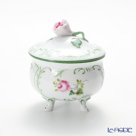 ヘレンド ウィーンのバラ 06040-0-09 脚付ラウンドボックス（ローズ） 8cm